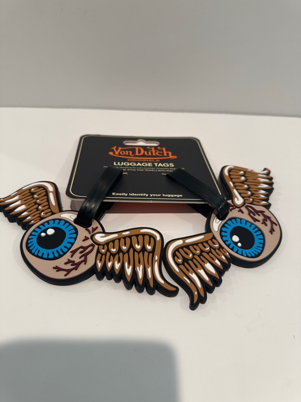 NWT Von Dutch Originals 2 Piece Luggage Tags with Name, Address, Phone # slots.